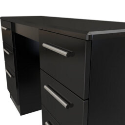 Harrow Double Pedestal Desk In Black Gloss (Ready Assembled) - thumbnail 4