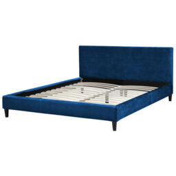 Beliani Bed Velvet Fitou 160 X 200 Cm (Eu King Size) Dark Blue - thumbnail 4