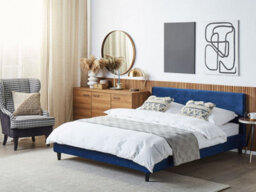 Beliani Bed Velvet Fitou 160 X 200 Cm (Eu King Size) Dark Blue - thumbnail 2