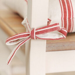 Dibor Set Of 4 Red Striped Indoor Dining Chair Seat Pad Cushions (L)40Cm X (W)40Cm - thumbnail 3