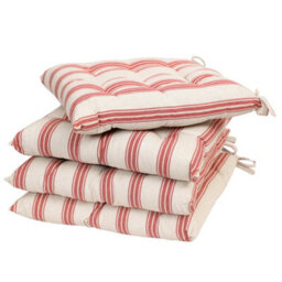 Dibor Set Of 4 Red Striped Indoor Dining Chair Seat Pad Cushions (L)40Cm X (W)40Cm - thumbnail 1