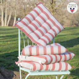 Dibor Set Of 4 Red Striped Indoor Dining Chair Seat Pad Cushions (L)40Cm X (W)40Cm - thumbnail 4