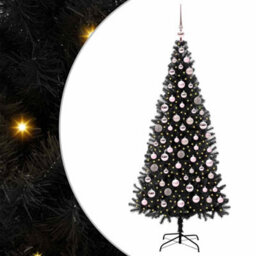 Vidaxl Christmas Tree With 300 Leds With Stand Black 180 Cm Pvc - thumbnail 2