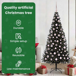 Vidaxl Christmas Tree With 300 Leds With Stand Black 180 Cm Pvc - thumbnail 7