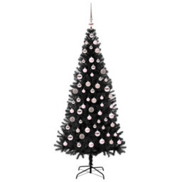 Vidaxl Christmas Tree With 300 Leds With Stand Black 180 Cm Pvc - thumbnail 4