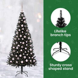 Vidaxl Christmas Tree With 300 Leds With Stand Black 180 Cm Pvc - thumbnail 8
