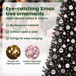 Vidaxl Christmas Tree With 300 Leds With Stand Black 180 Cm Pvc - thumbnail 9