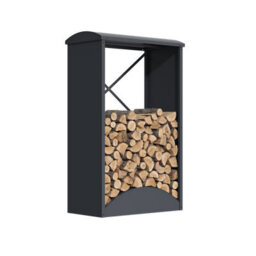 Trimetals Modern Metal Firewood Rack Log Storage Anthracite Grey - thumbnail 2