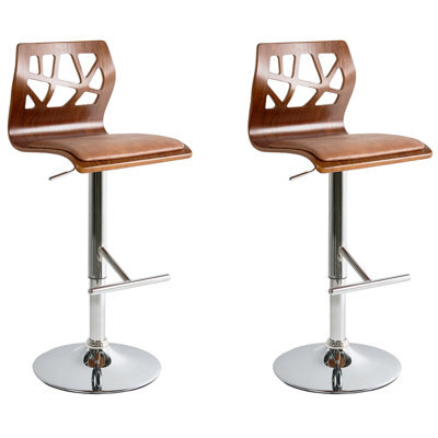 Beliani Set Of 2 Bar Chairs Petersburg Faux Leather Brown/ Silver - image 1