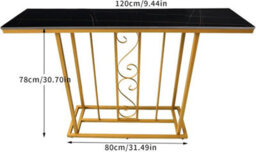 Hygrad Built to Survive Large Marble Effect Sintered Stone With Metal Frame Free Standing Console Table Hallway Entrance Furniture 120 Cm - thumbnail 6