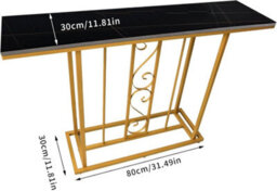 Hygrad Built to Survive Large Marble Effect Sintered Stone With Metal Frame Free Standing Console Table Hallway Entrance Furniture 120 Cm - thumbnail 3