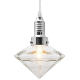 Long Life Lamps Company Retro Glass Diamond Shape Chrome Ceiling Pendant Light M0184 - thumbnail 1