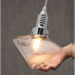 Long Life Lamps Company Retro Glass Diamond Shape Chrome Ceiling Pendant Light M0184 - thumbnail 6
