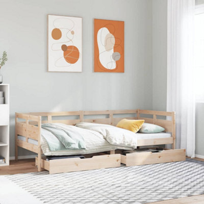 Berkfield Daybed With Drawers Without Mattress 90X190 Cm Single Solid Wood - image 1