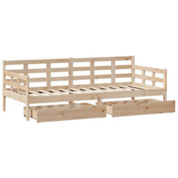 Berkfield Daybed With Drawers Without Mattress 90X190 Cm Single Solid Wood - thumbnail 9