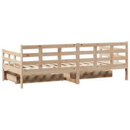 Berkfield Daybed With Drawers Without Mattress 90X190 Cm Single Solid Wood - thumbnail 6