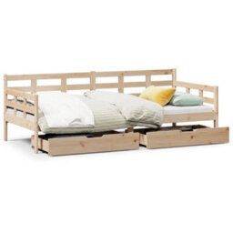 Berkfield Daybed With Drawers Without Mattress 90X190 Cm Single Solid Wood - thumbnail 2