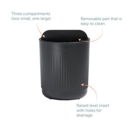 ReBorn® Reborn Recycled Toothbrush Holder - Graphite Black Bathroom Accessories Caddy - With Three Compartments - Made In The Uk - thumbnail 3