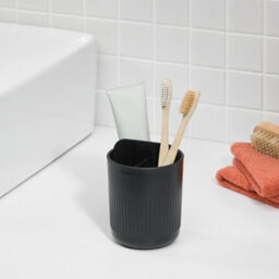 ReBorn® Reborn Recycled Toothbrush Holder - Graphite Black Bathroom Accessories Caddy - With Three Compartments - Made In The Uk - thumbnail 2