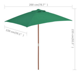 Berkfield Outdoor Parasol With Wooden Pole 150X200 Cm Green - thumbnail 8