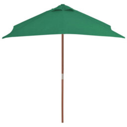 Berkfield Outdoor Parasol With Wooden Pole 150X200 Cm Green - thumbnail 3
