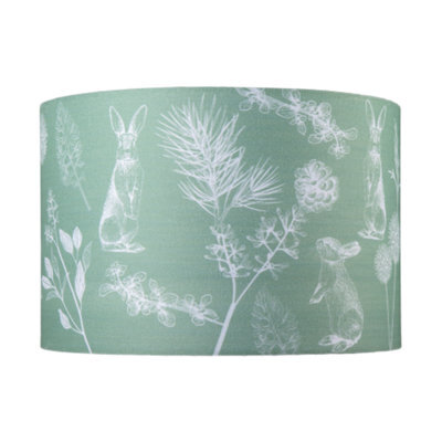 Happy Homewares Woodland Theme Sage Olive Green Shade With Hares And Thistle Decor - image 1