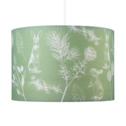 Happy Homewares Woodland Theme Sage Olive Green Shade With Hares And Thistle Decor - thumbnail 2