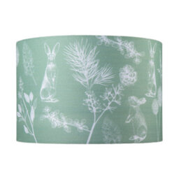 Happy Homewares Woodland Theme Sage Olive Green Shade With Hares And Thistle Decor - thumbnail 1