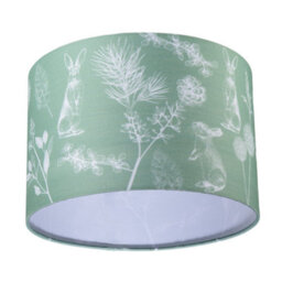 Happy Homewares Woodland Theme Sage Olive Green Shade With Hares And Thistle Decor - thumbnail 4