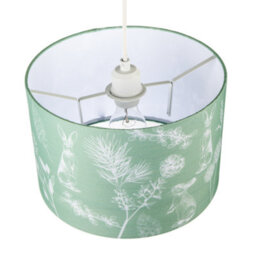 Happy Homewares Woodland Theme Sage Olive Green Shade With Hares And Thistle Decor - thumbnail 3