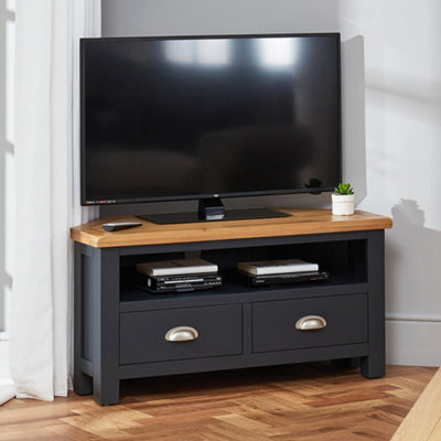 The Furniture Market Cotswold Charcoal Grey Painted Corner Tv Unit Up To 50 Tv Size - image 1