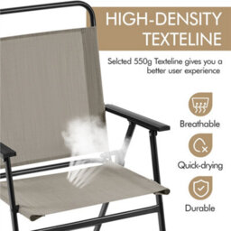 Yaheetech Brown Set Of 4 Outdoor Texteline Foldable Dining Chairs With Armrests - thumbnail 5