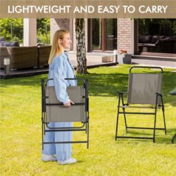 Yaheetech Brown Set Of 4 Outdoor Texteline Foldable Dining Chairs With Armrests - thumbnail 7