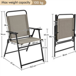 Yaheetech Brown Set Of 4 Outdoor Texteline Foldable Dining Chairs With Armrests - thumbnail 4