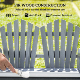 Wyld Haus Zittuso Grey Fir Wood Garden Loveseat With Wagon Wheel Armrests, 2-Seater Rustic Bench, L108 X D66 X H95Cm - thumbnail 5