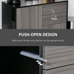 Light Grey, High Gloss Black Push-Open Side Cabinet With 2 Drawer 2 Door Cabinet For Home Office - thumbnail 5