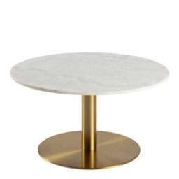 Wyld Haus Meadowbloom White Marble Round Coffee Table With Brushed Brass Base - thumbnail 2