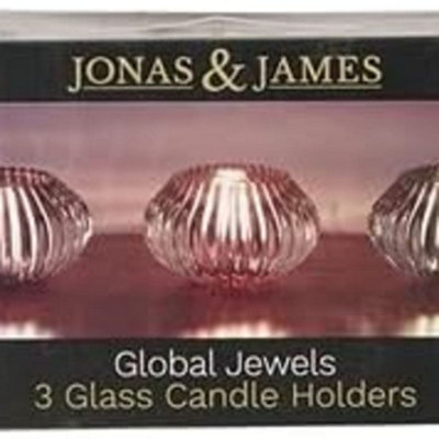 Biznest Set Of 3 Glass Candle Holders, Home Decorative, Living Room, Bedroom Room, Best For Gift