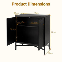 Gainoom Fluted Sideboard Buffet Cabinet With 2 Doors Modern Accent Storage Cabinet Black - thumbnail 2