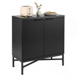 Gainoom Fluted Sideboard Buffet Cabinet With 2 Doors Modern Accent Storage Cabinet Black