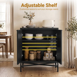 Gainoom Fluted Sideboard Buffet Cabinet With 2 Doors Modern Accent Storage Cabinet Black - thumbnail 6