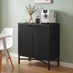 Gainoom Fluted Sideboard Buffet Cabinet With 2 Doors Modern Accent Storage Cabinet Black - thumbnail 4