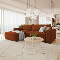 Beliza Corner Sofa Bed With Storage Dl Folding Mechanism 150 And 208 Cm Sleeping Area Upholstered L Shape Sofa Teraacotta Left - thumbnail 2