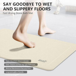 Stone Bath Mat 60X39Cm Quick-Dry Diatomaceous Earth Bathroom Mat With Non-Slip Surface Anti-Mould & Antibacterial - thumbnail 6