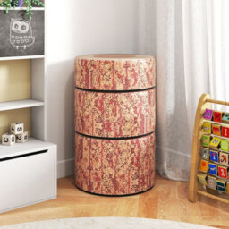 Gainoom 3-Piece Brown Tree Stump Stool Set Kids Floor Cushions Toddlers Round Stool Ottoman W/wood Printing Nature Decoration - thumbnail 4