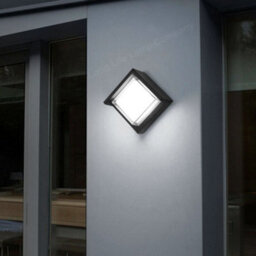 Long Life Lamps Company 12W Outdoor Modern Square Black Led Wall Light Opal Diffuser 6500K Zlc364B - thumbnail 8