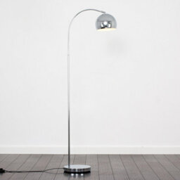 Valuelights Designer Style Chrome Stem Floor Lamp With Chrome Metal Dome Light Shade With Led Gls Bulb In Warm White - thumbnail 2