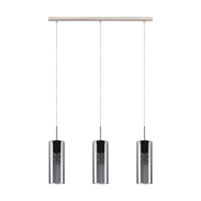 Satin Nickel Pendant Ceiling Light With Black Transparent Glass Shade - E27 Bulb Compatible - image 1