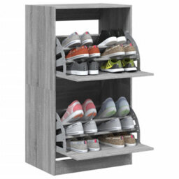 Berkfield Shoe Cabinet With 2 Flip-Drawers Grey Sonoma 60X42X108 Cm - thumbnail 4