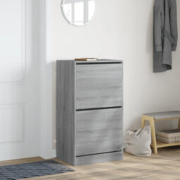 Berkfield Shoe Cabinet With 2 Flip-Drawers Grey Sonoma 60X42X108 Cm - thumbnail 3